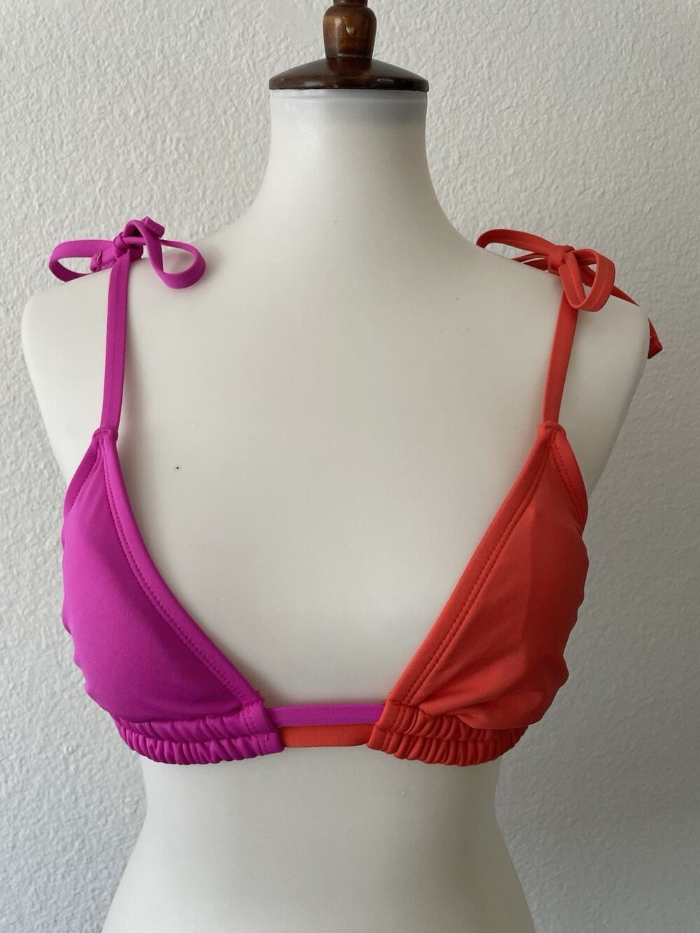 Sugar Beach Swim Bikini Top Plunge Color Block Swimwear